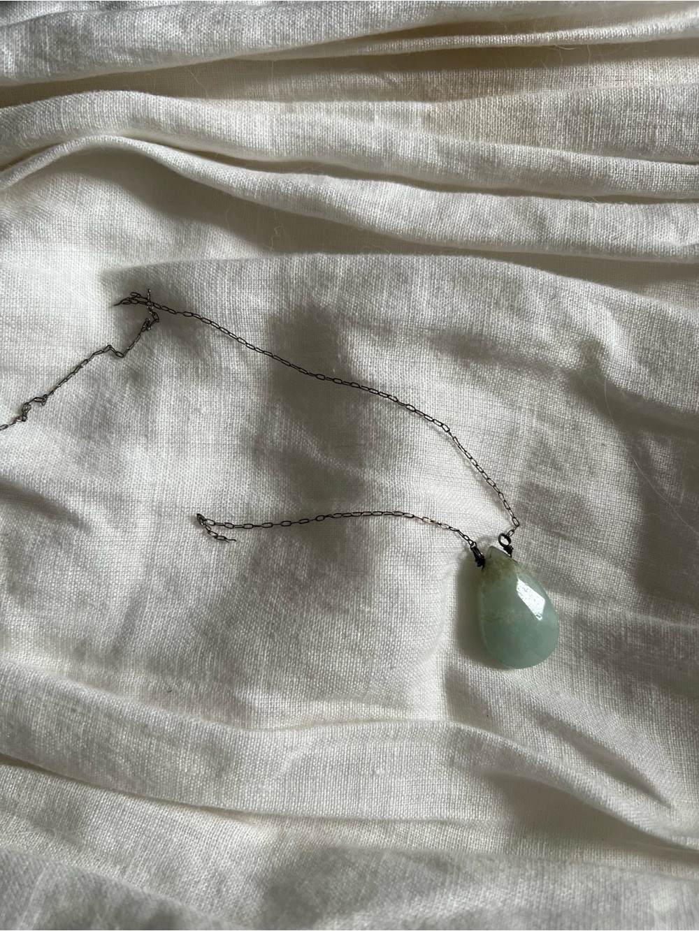 Authentic Pale Blue Opal Teardrop Pendant Sterling Necklace - Needs Repair